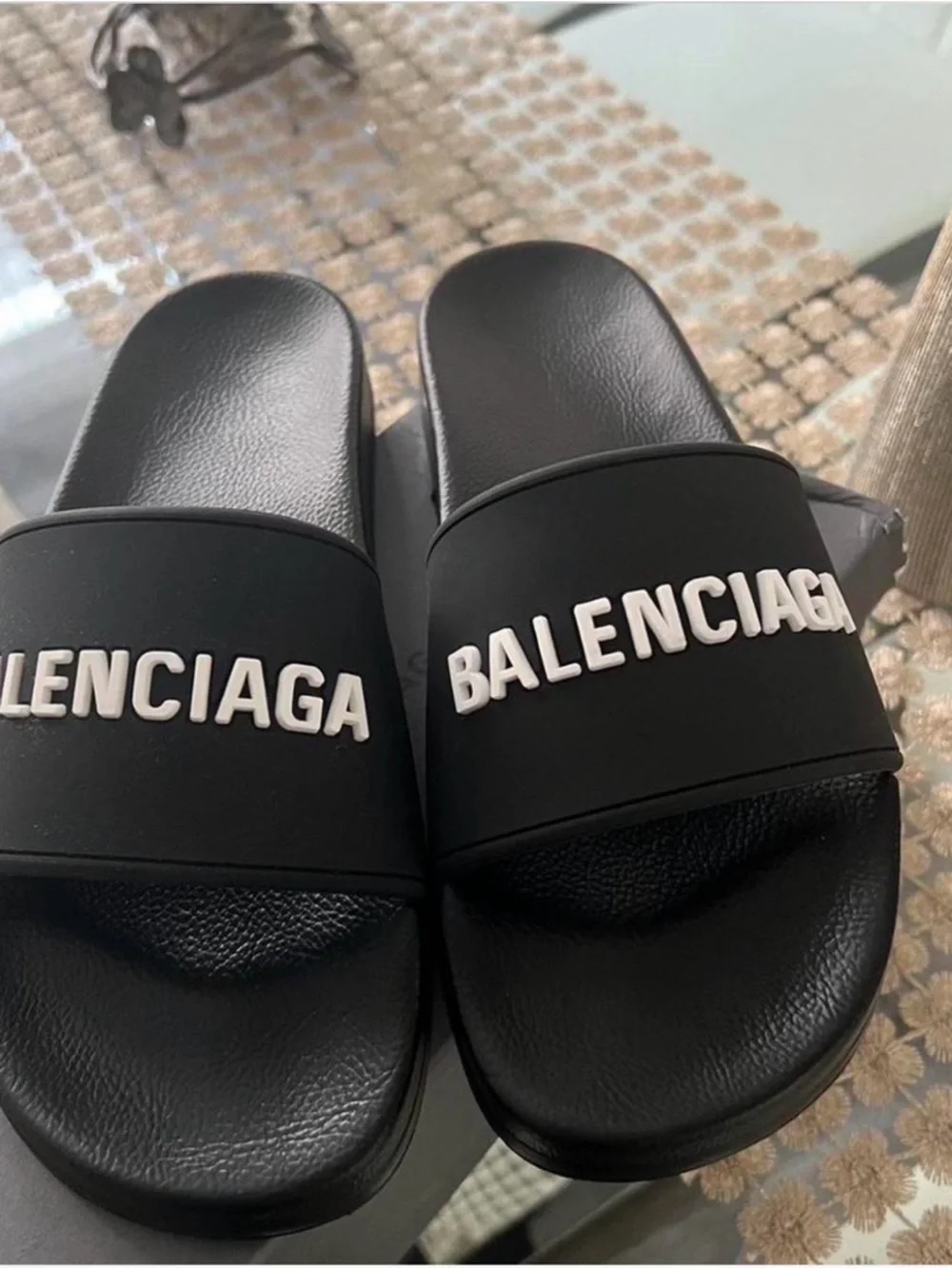 Balenciaga Men's Black Logo Slides 9 - Picture 5 of 5